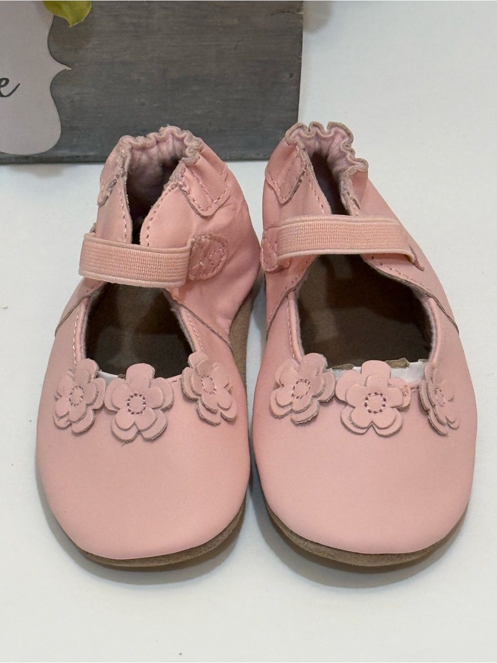 Robeez Brianna Light Pink Leather Floral Mary Jane Soft Soles 18-24M NIB